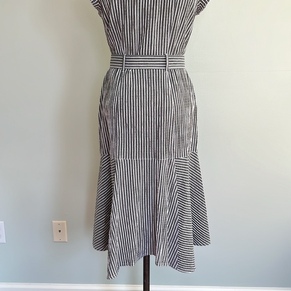 White House Black Market Gray and White Striped Utility Midi Dress - Picture 9 of 16